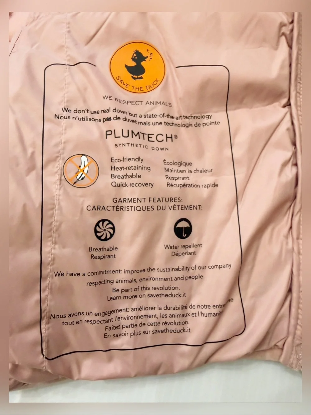 Save The Duck Animal Free Lightweight Quilted Pink Puffer Vest